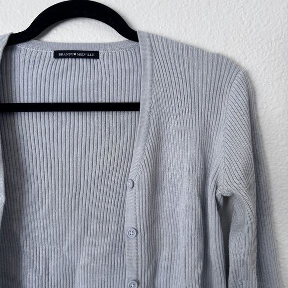 Brandy Melville Sweaters - Brandy Melville Light Gray Ribbed Cardigan
